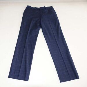 Brooks Brothers Men's Dress Pants 32 x 31 Navy Blue Wool Blend Flat Front Slacks